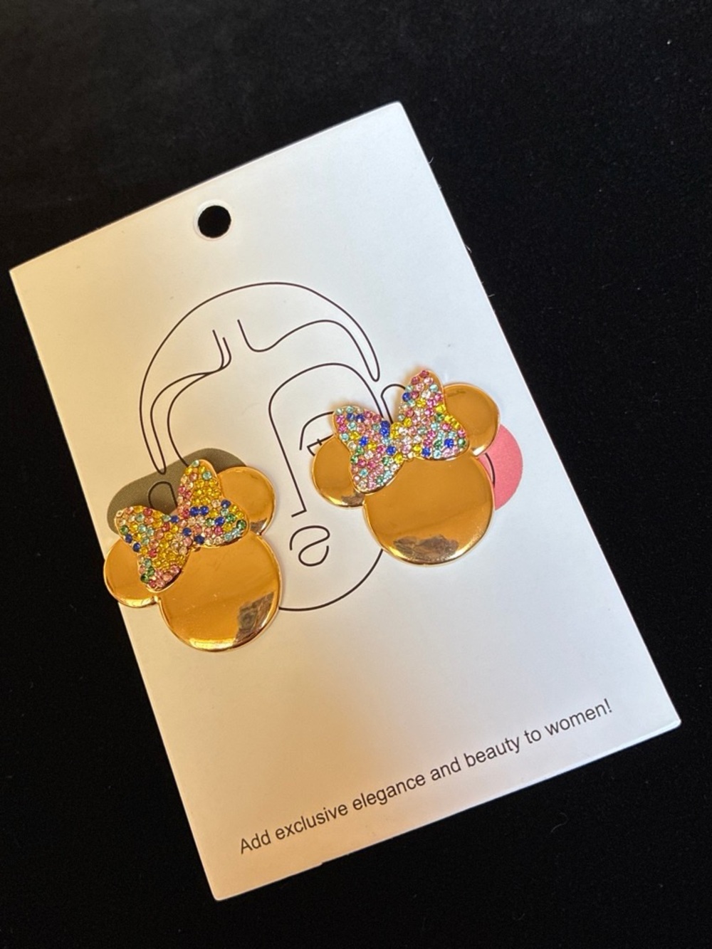 BaubleBar Gold Kids Mouse Earrings with Multicolor Glitter Bows
